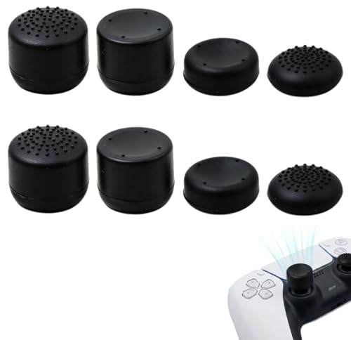 8PCS Thumb Grip Caps Compatible with PS5 PS4 Controller, Non-Slip Silicone Analogue Stick Covers, Wear-Resistant Joystick Grips Replacement Accessories Black