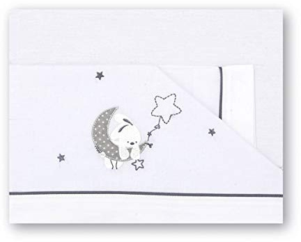 Pirulos Luna Juego de Sábanas 100% Algodón para Cochecito de 40x80 cm para Invierno y Verano, Color Gris