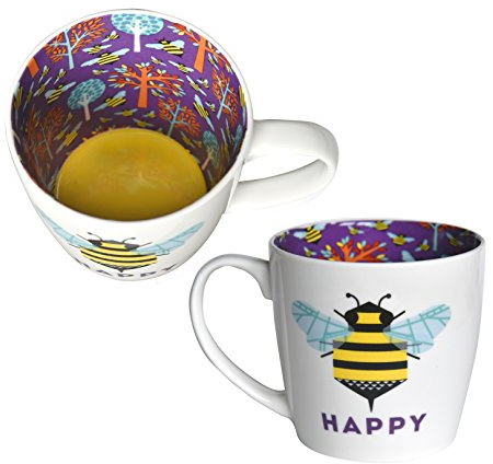 Mug ~ Ceramic Tea/Coffee ~ Inside Out Mug ~ (Bee) HAPPY