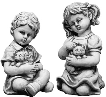 gartendekoparadies.de Figure de Pierre Massive garçon et Fille avec Animaux Figure d’Enfant en Pierre reconstituée, résistant au Gel