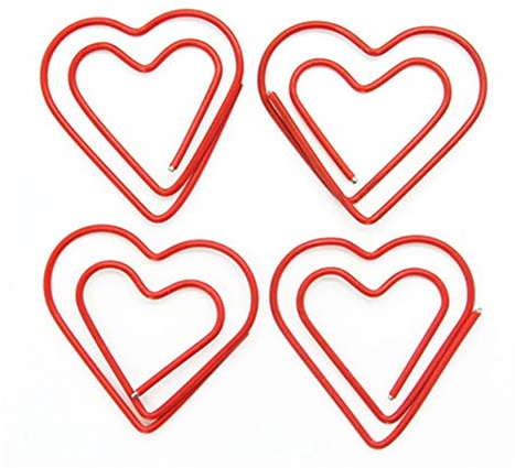 Egurs 100 Stücke Rot Herz Büroklammern Deko Büroklammern Briefklammer Metall für Lesezeichen Büro Schule Notebook,30 mm