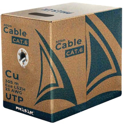 Phasak Bobina Cat.6 UTP sólido CU AWG24 LSZH 305m