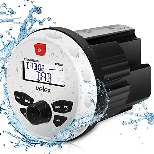 Receptor estéreo Bluetooth Impermeable con Reproductor MP3 en la Radio Dab+/Am/FM y USB para Streaming de música en Barcos, Golf, carts, ATV, UTV y SPA Hot Tubs