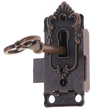 Cabilock Vintage Holzkistenschloss Rot Bronze Legierung Riegelhaken Schlösser Antike Schmuckschatulle Riegel Für Zuhause