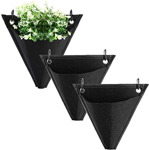 LA TALUS Lot de 3/6 sacs à suspendre pour plantes - Sacs de plantation murale avec crochets - Décoration murale géométrique - Pour extérieur et intérieur - 3 pièces
