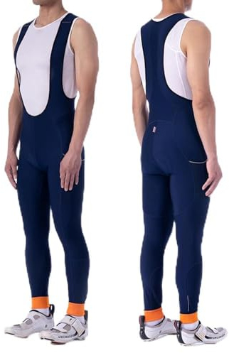 MY KILOMETRE Herren Winter Fleece Trägerhose lang – Thermo Radhose mit reflektierenden Taschen, Atmungsaktiv & Elastisch