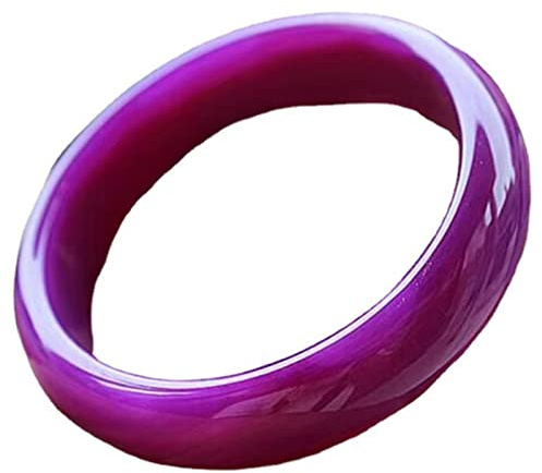 YEITH Jade Armreif Für Frauen, Lila Chalcedon Lila Achat Verbreitert Verdickt Jade Armband, Runder Armreif Im Chinesischen Stil, Manschette Schmuck Geschenk,62mm