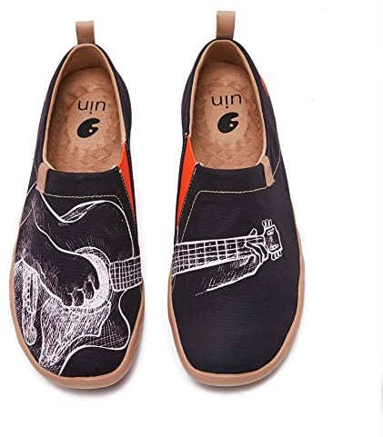 UIN Play The Flamenco Chaussures à enfiler en toile pour homme et femme Noir Chaussures de voyage décontractées Chaussures de voile (43), Play The Flamenco, 44 EU