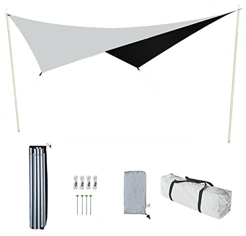 Generic Campingplane Mit 2 Stangen, Leichte Zelt-HäNgematte,Regenfliege, Uv-Schutz-Markise, 210D-Ripstop-Oxford-Material, FüR Camping, Wandern, Picknick Und Outdoor-AktivitäTen,16.73×16.73ft