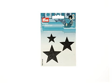 Prym 925597 Applikation Sterne selbstklebend/aufbügelbar schwarz glänzend