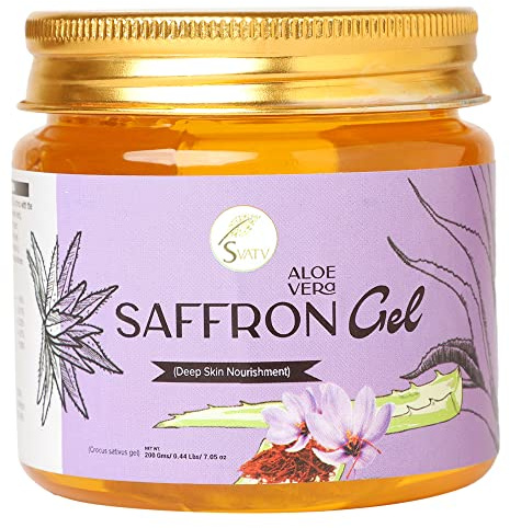 SVATV Safran-Aloe-Vera-Gel für Gesicht, Haare | Verbesserung der Hautstruktur | Natürliche Hautpflege | Aloe Vera Gel für ein mit Feuchtigkeit versorgtes Gesicht | 7,05 Unzen