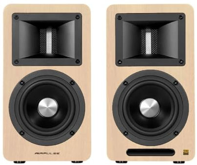 Airpulse Haut-parleur A80 pour bibliothèque - Système de haut-parleur actif certifié audio haute résolution - Amplificateur intégré - Optique - Sub-Out, Bluetooth 5.0 aptX, AUX, PC et entrées USB