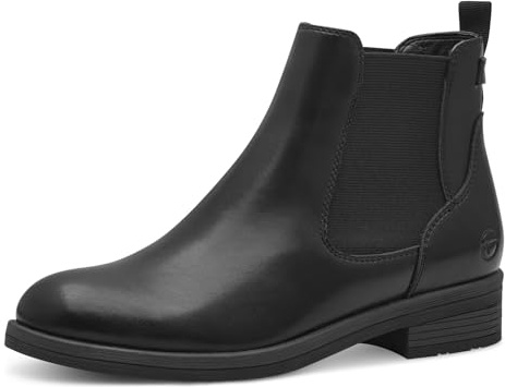 Tamaris Damen Chelsea Boots, Frauen Stiefeletten,TOUCHit-Fußbett,uebergangsstiefel,Schlupfstiefel,flach,Boots,Stiefel,Bootee,Black,41 EU