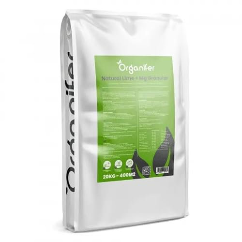 Granuli Di Calce Da Giardino - 20 Kg Per M2 M2 - Fertilizzante Alla Calce Efficace Contro Muschio Ed Erbacce - Ottimizza Il Ph E Promuove La Crescita Sana Delle Piante - Organifer