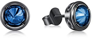 Immobird Boucles D'oreilles Argent Sterling 925 avec Gemme Unisex Clous d'oreilles Homme Femme Cadeau pour Homme Femme (Pierre bleue)