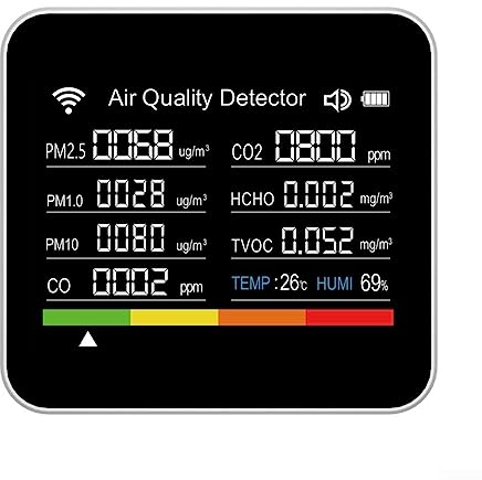 Monitor qualità dell'aria 15 in1, rilevatore di anidride carbonica, misuratore di temperatura/umidità , tester di anidride carbonica, nero