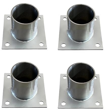Pfostenträger Aufschraubhülse 4 Stück Runde Säulengrundplatte Für Holzterrassen Und Pergolen, 60 70 80 90 100 120 150 200 MM Geländerpfostenhalter Für Veranda, Bodenhalter Für Zaun ( Size : Dia 80mm(3