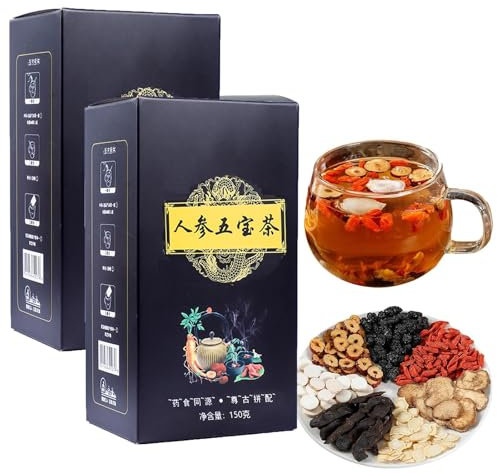 Té de riñón de ginseng cinco tesoros, té de riñón esencial para hombres, té chino para el cuidado del riñón (2 PCS)
