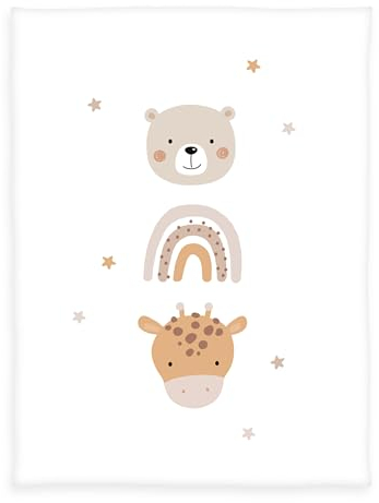 Herding babybest Microfaser-Flauschdecke Little Friends, 75 x 100 cm, Polyester, Kuscheldecke, Twin, Weiß