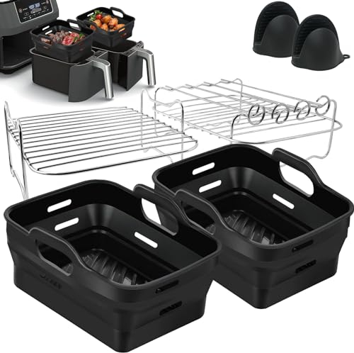 Moleath 5PCS Heißluftfritteuse Zubehör Silikonform für Ninja Foodi AF400EU, AF500EU, Ninja Double Stack XL SL400EU 9.5L, COSORI 8.5L Max, COSORI 10L, Juskys 9 L, Cookwise 9L, Profi Cook 9L