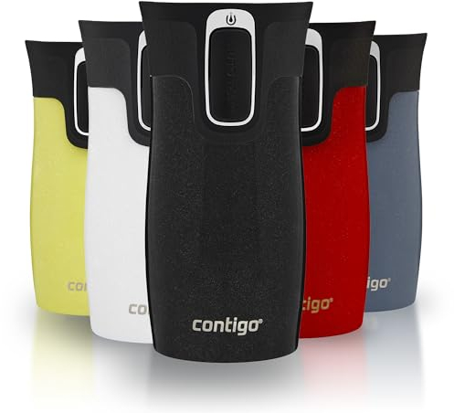 Contigo West Loop Mini Autoseal Travel Mug | Stainless Steel Thermal Mug | Vacuum Flask | Leakproof Tumbler | Coffee to go Mug with BPA Free Easy-Clean Lid | Licorice | 300 ml