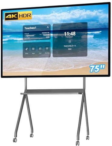 TouchWo Monitor touchscreen da 75 pollici Smart Board, lavagna interattiva 4K, PC touch panel Android 11 e Windows 10 Pro All-in-One per ufficio e classe