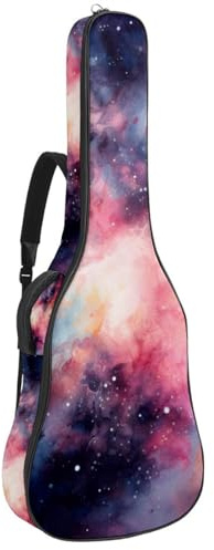 Gitarrentasche Universal Tasche für 40/41/42 Zoll Akustikgitarre Wasserdicht mit Schutzschicht Pink Galaxy, mehrfarbig, 42.9x16.9x4.7 in, Gitarrentasche