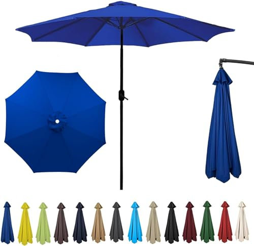 Sonnenschirm Ersatzbezug Φ2m/Φ2.7m/Φ3m 6/8 Streben,UV-Schutz Ampelschirm Bezug,Wasserdicht Schirmbezug Sonnenschirm Ersatzteile für Patio,Garten,Pool und Strand (2.7m-6 Streben,Königs Blau)