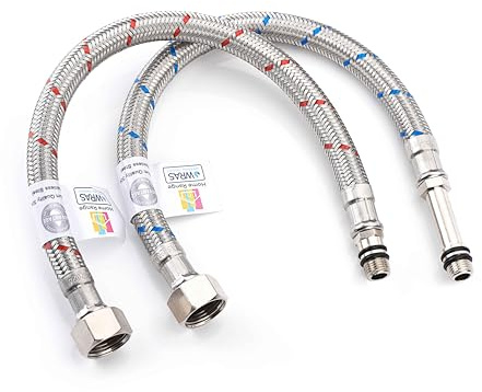 Home Range Lot de 2 Connecteurs Flexibles M10 (10 mm) x 3/8 (300 mm) WRAS | Acier Inoxydable Monobloc, Étanche | Pour Robinet Mitigeur | Alimentation en Eau Chaude et Froide