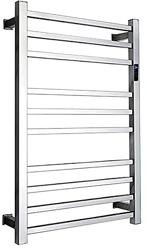 Radiatore scaldasalviette da Bagno con Timer, portasciugamani Elettrico a Parete, scaldasalviette Lucido a Risparmio energetico da 88 W, Rotondo, cablato/Quadrato/fissato