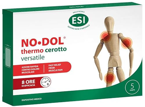 ESI, No-Dol Thermo Versatile, Cerotti Riscaldanti per Alleviare i Fastidi Reumatici e Muscolari, Fonte di Calore di Origine Naturale Senza Farmaci, Sollievo Fino a 8 Ore, Senza Parabeni, 5 Pezzi