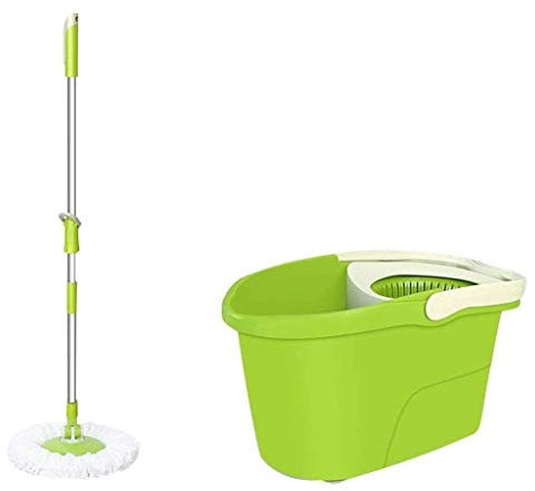Msuiiixcccc Mocio, Doppio Uso a Secco e a Umido, rimozione della Polvere Mop a 360 Gradi con secchio聽in Acciaio Inossidabile e Set per la Pulizia del Secchio