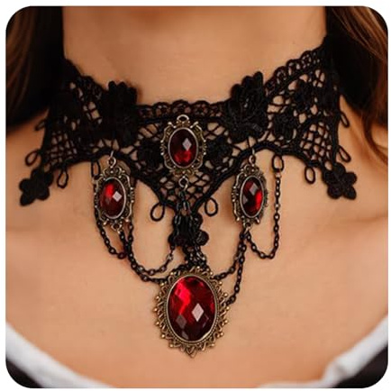 Schwarze Spitze, Halsband, Gothic, Quasten, Choker, Party-Zubehör für Frauen und Mädchen, Halloween