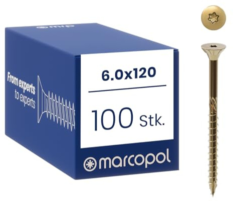 Marcopol Holzbauschrauben mit Senkkopf 6 x 120 mm 100 Stück TX30