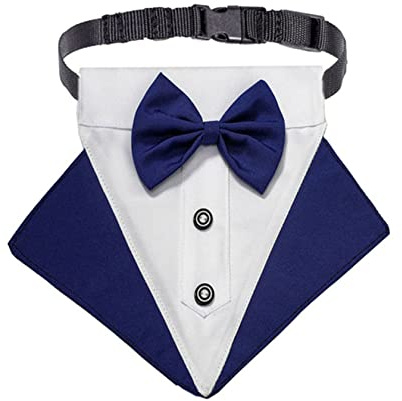 Husdjurs Slips Hund Tuxedo Bandana Collar Pet Wedding Bow Tie Scarf Justerbar Dog Neckerchief Bowtie Collar Black Pet Formal Kostym for valp Husdjurs Slips Set(Blue,L)