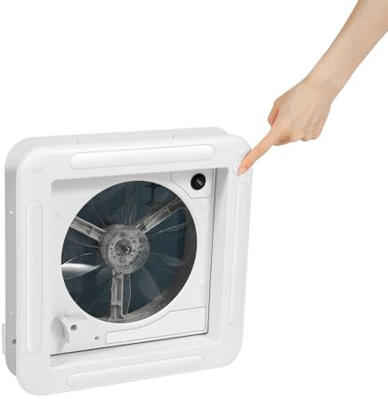 Kozivmo Air Belüftung für Wohnmobil Dachventilator Dachlüfter Abluftventilator, extrem geräuscharmer Dauerbelüftung, mit 4-LED-Leuchten & halbtransparentem Insektensicherer Schirm 28x28cm