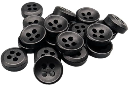 Botiboton - 50 Botones para camisas en colores calidos - 5 medidas y 12 colores a escoger - con 4 agujeros de 2 mm - Fabricado y Enviado desde España - color Negro, medida 8 mm