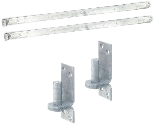 siwitec Ladenband 1000 mm, 2er Set mit engen Kloben, Ø16 mm, feuerverzinkt, gerade/abgerund., witterungsbeständig, Torband, Türband Gartentor, Torscharnier