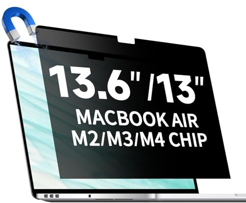 Magnetic Privacy Screen for MacBook Air 13.6/13 Inch (2022-2026, M2, M3, M4, M5), Removable Matte Laptop Privacy Screen Anti Glare Blue Light Filter - Anti-Spy for Mac 13.6in Computer