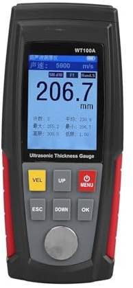 Misuratore di spessore digitale a ultrasuoni WT100A con ricarica USB, misuratore acciaio, metalli, plastica, vetro e tubi Rilevamento automatico