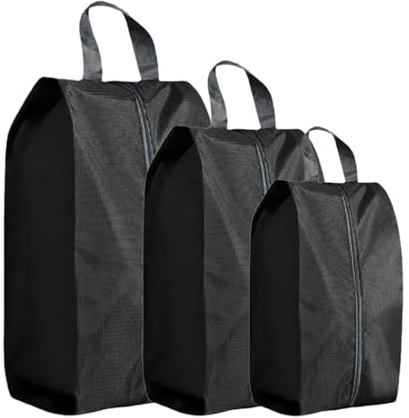 Lot de 3 sacs à chaussures de voyage en tissu Oxford portable, set à 3 tailles (Moyen, Grand, Très Grand), imperméables et anti-odeurs avec poignée, idéal pour le rangement
