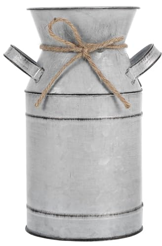 Toyvian Vaso Zincato Vintage a Forma Di Brocca Del Latte Piccolo in Metallo Finitura Invecchiata Rustica, Secchio Per Fiori Retrò Per Centrotavola e Decorazioni Casa in Stile Shabby Chic