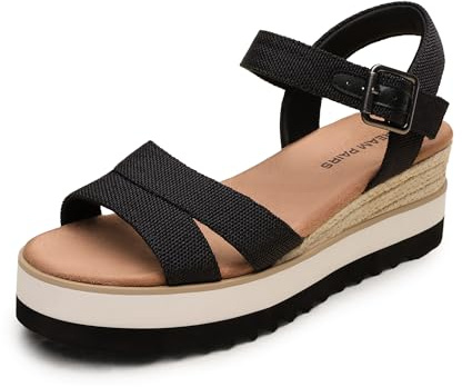 DREAM PAIRS Wedge Sandals for Women Platform Sandals | Bouncy soft foam midsole, 2.75 wedge heel, adjustable ankle buckle, lightweight materials, skin-friendly soft insole