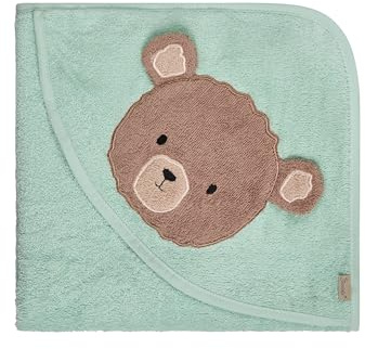 Sterntaler Kapuzenbadetuch Bär Bo, Baby-Badetuch mit Kapuze, saugfähige Baumwolle, süße 3D-Ohren, weich und pflegeleicht, 100×100×0,5 cm, mintgrün