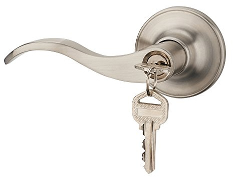1 Pack of HENYIN Wave Lever Keyed Entry Door Lock/Door Knob Hardware Handle and Closet Lockset, Silver Color, with Key,Left Hand(805SN-L)
