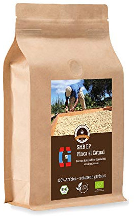 Kaffee Globetrotter - Bio Guatemala SHB EP Finca El Catuai - 1000 g Mittel Gemahlen - für Kaffee-Filtermaschine, Handfilter- Spitzenkaffee - Röstkaffee aus biologischem Anbau