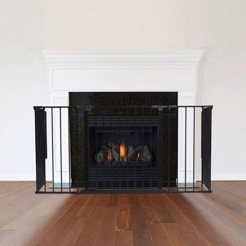 Safetots Barrera de Seguridad para Chimenea, 51cm de Profundidad x 164cm de Ancho, Negra, 70cm de Alto, Seguridad para Niños y Mascotas, Protección para Bebés y Niños Pequeños, Instalación Fácil