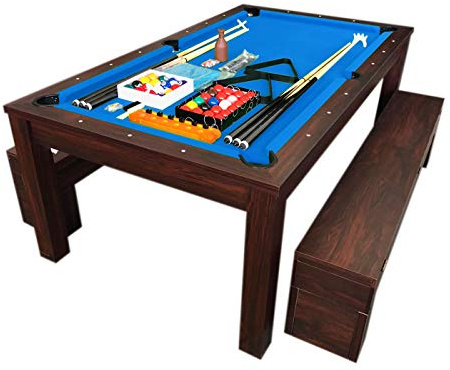 grafica ma.ro srl Mesa de Billar Juegos de Billar 7 ft Carambola y Plan de Cobertura y Bancos Rich Azul