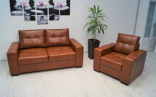 Quattro Meble Echtleder Sofagarnitur Mallorca Pik Extra 2,5 er 175cm + Sessel Ledersofa Echt Leder Couchgarnitur Möbel Set große Farbauswahl !!!!