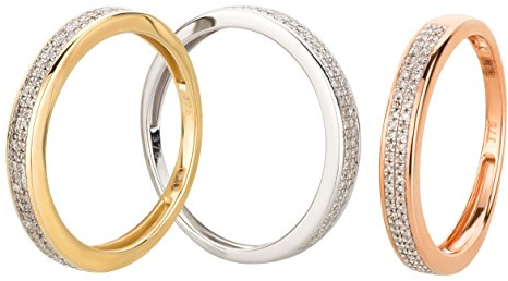 Ardeo Aurum Damenring aus 375 Gold Weißgold mit 0,1 ct Diamant Brillant Memory-Ring Eternity Verlobungsring